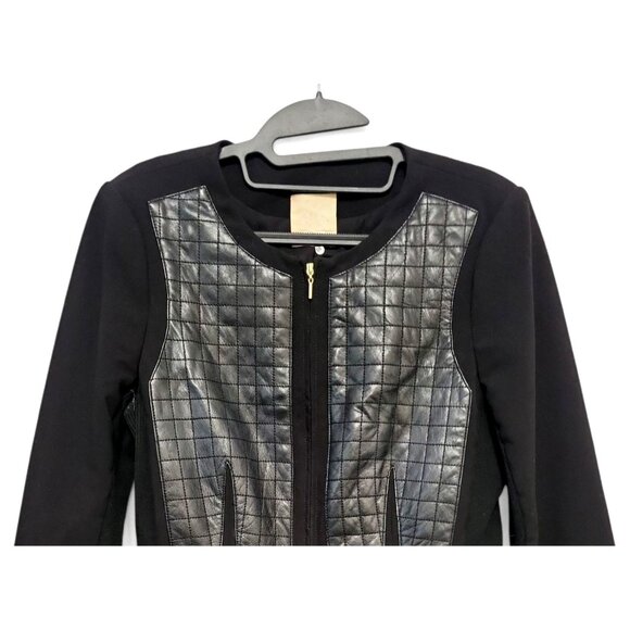 Rebecca Taylor Quilted Black Leather Panel Jacket - Picture 4 of 14